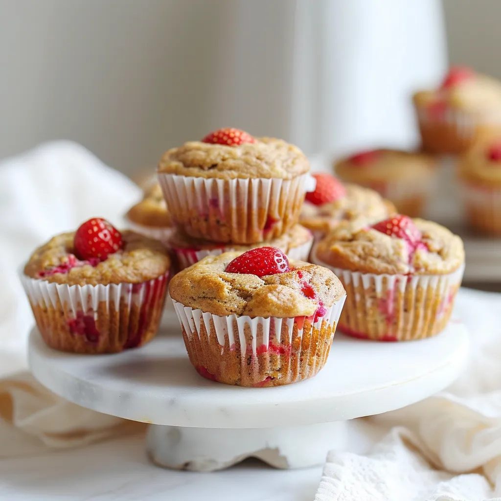 Soft and nutritious strawberry banana yogurt muffins, great for quick breakfast or snacking.